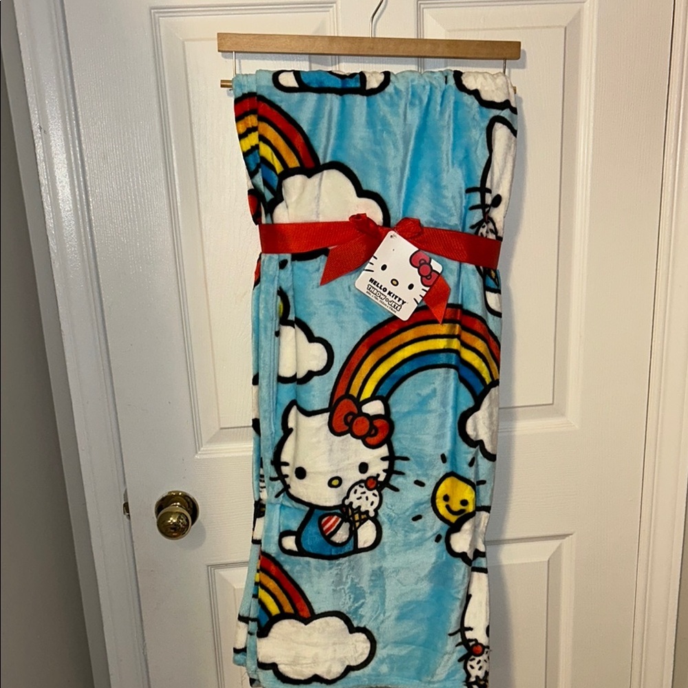 Hello Kitty Blue and Red Blanket Cozy Design